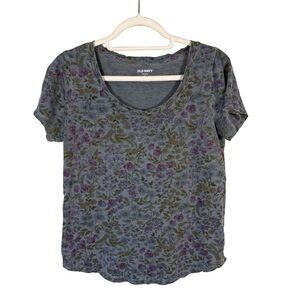Old Navy Floral Short Sleeve Top - Blue and Purple Grey Size S Cottagecore
